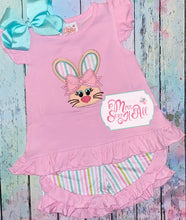 Load image into Gallery viewer, Girls pink bunny shorts set

