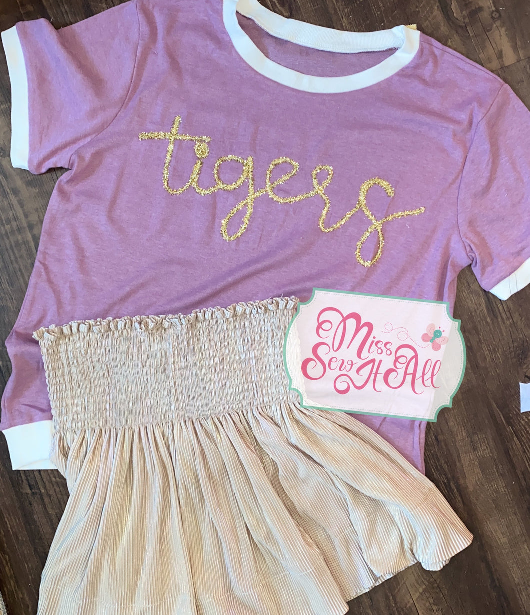 Purple tigers tinsel adult shirt