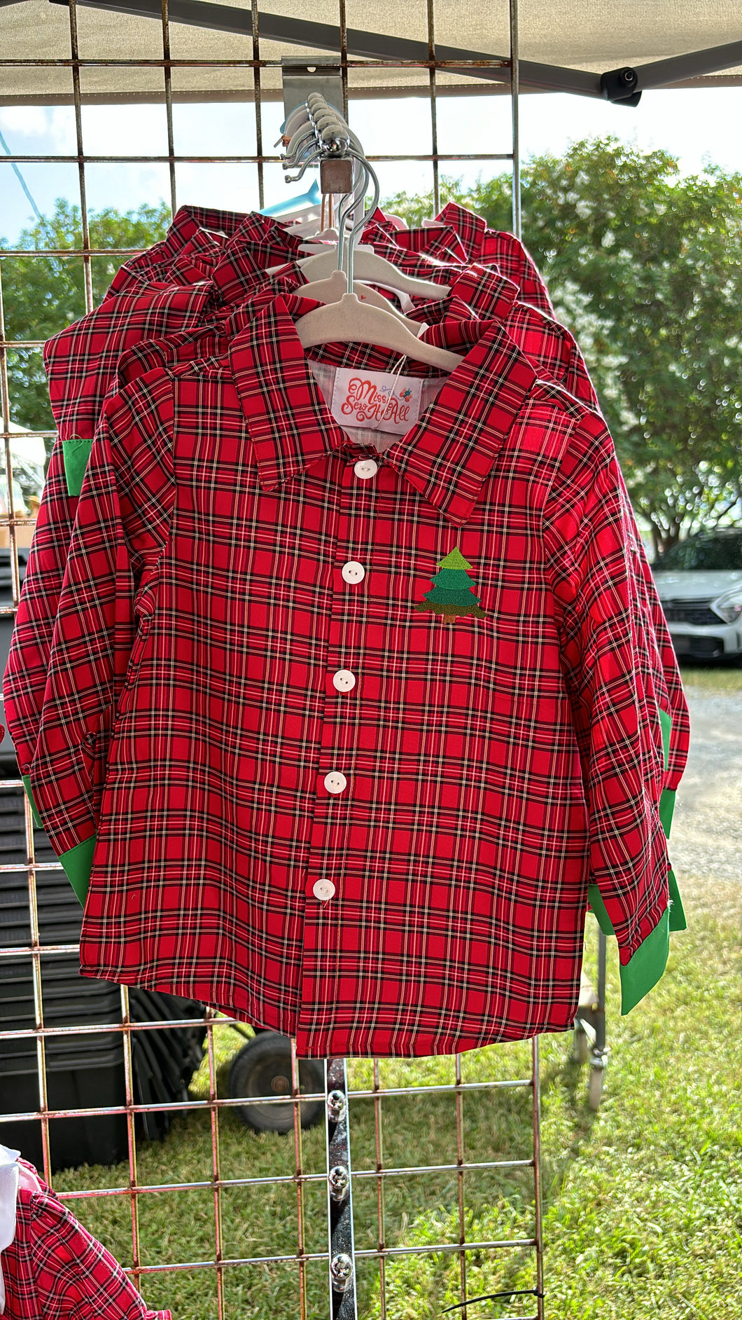 Tree plaid button up