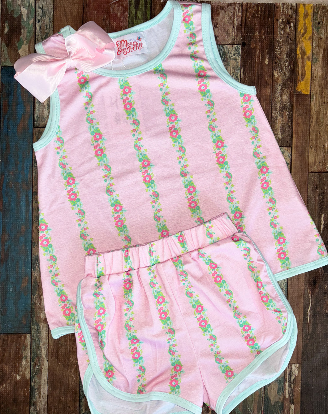 Pink floral shorts set
