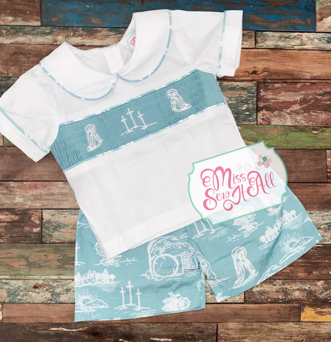 Boy smocked Easter set
