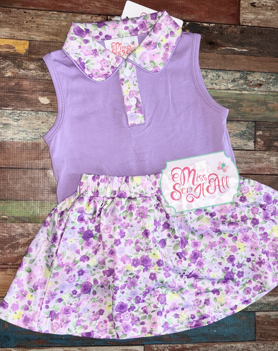 Purple floral skort set