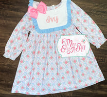 Load image into Gallery viewer, Pink and blue floral bib dress
