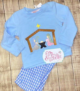 Blue nativity set