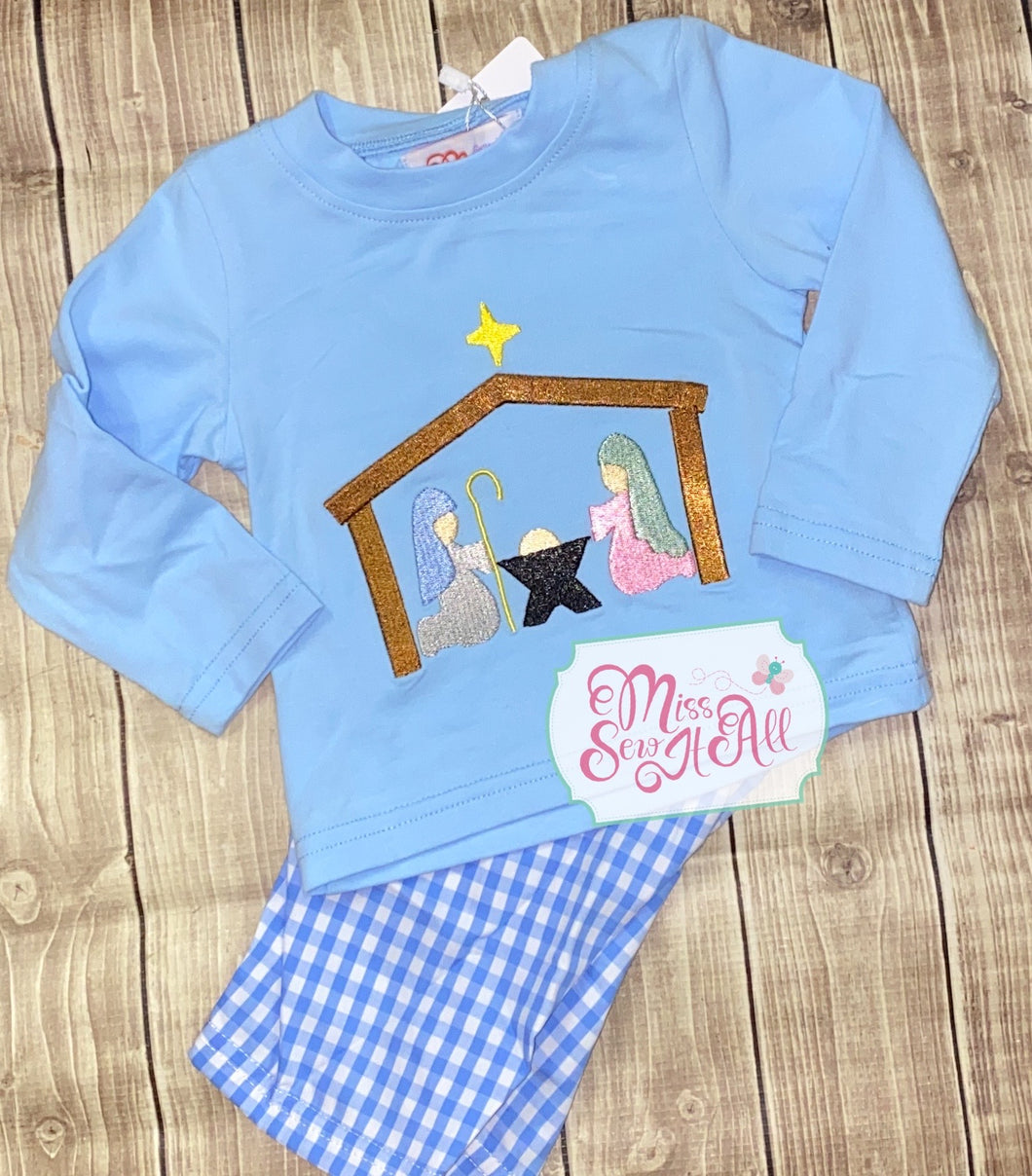 Blue nativity set