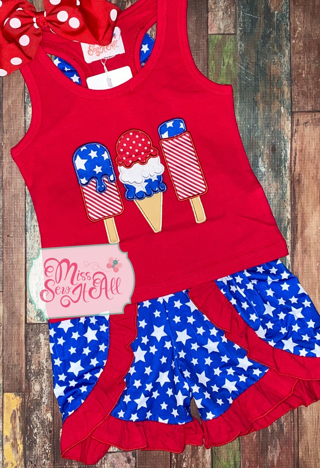 Red, white, and blue Popsicle set
