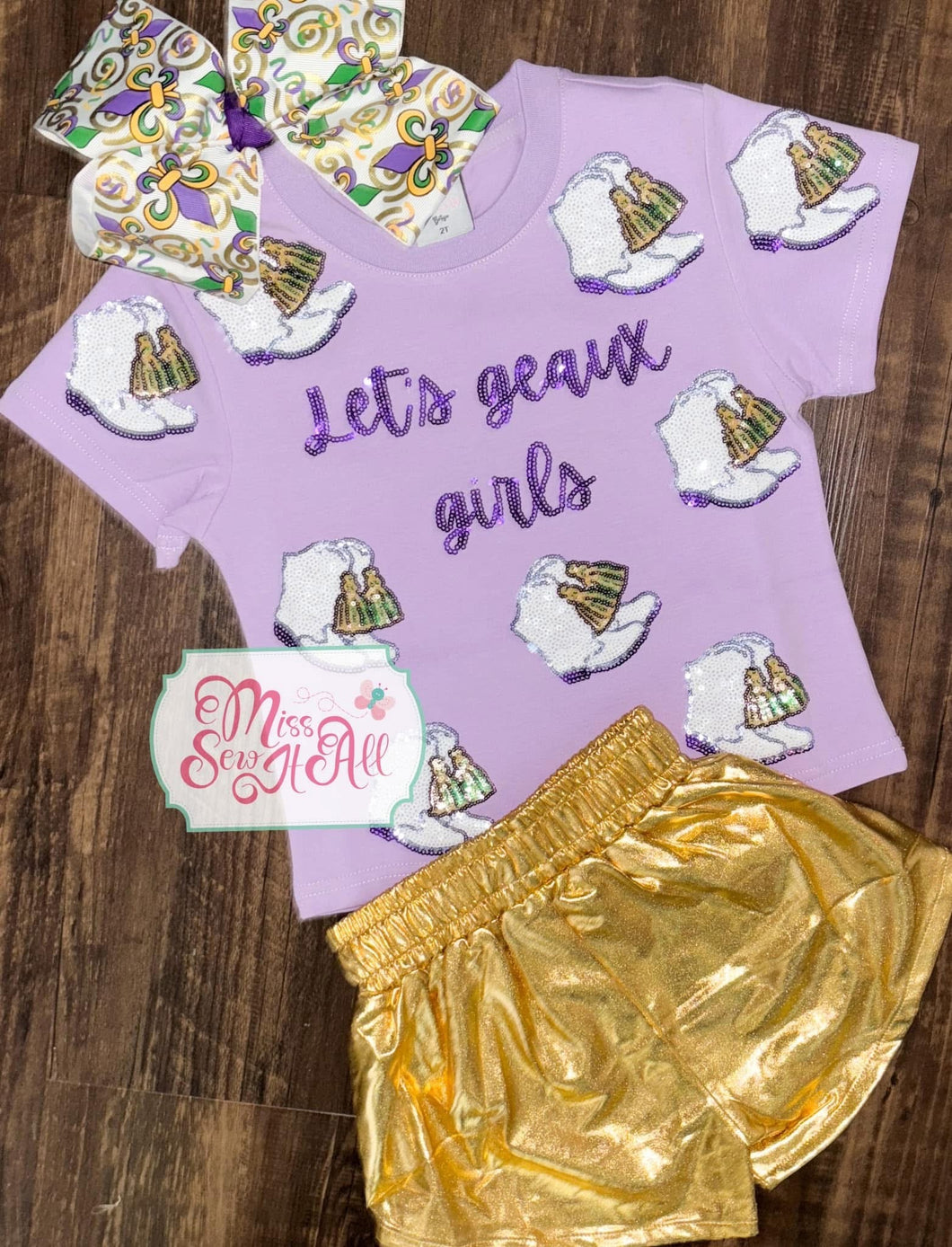 Youth Geaux Girls glitter boots tee