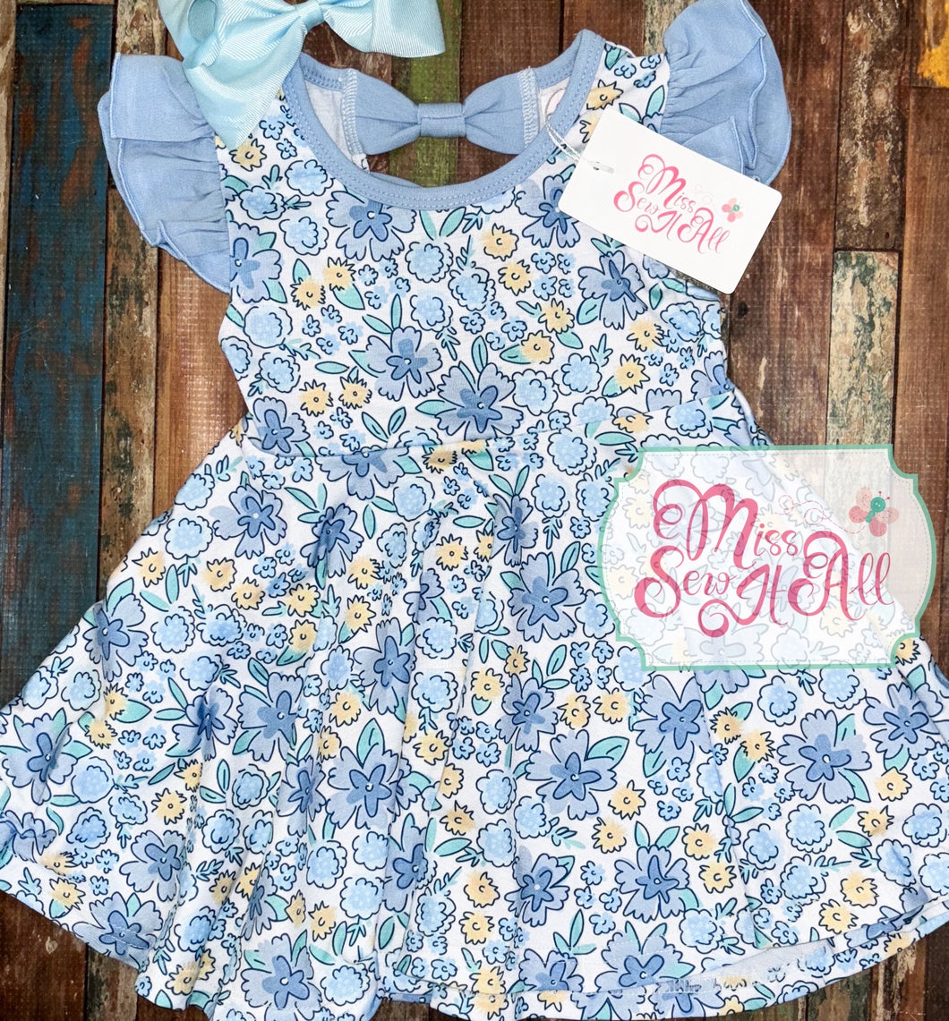 Blue floral twirl dress