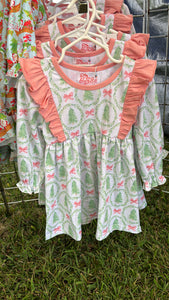 Pink and green tree dress