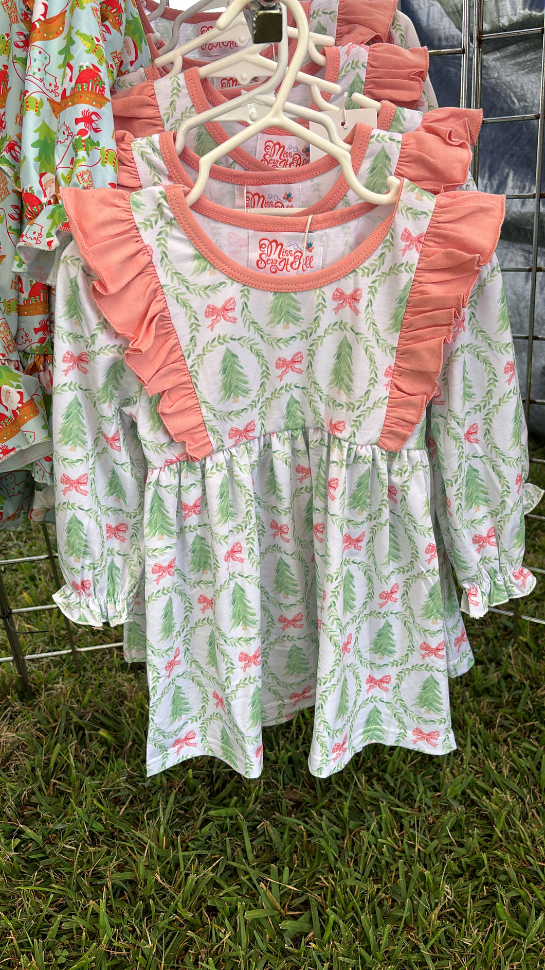 Pink and green tree dress