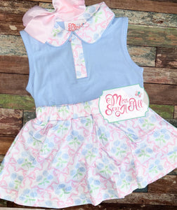 Blue floral skort set